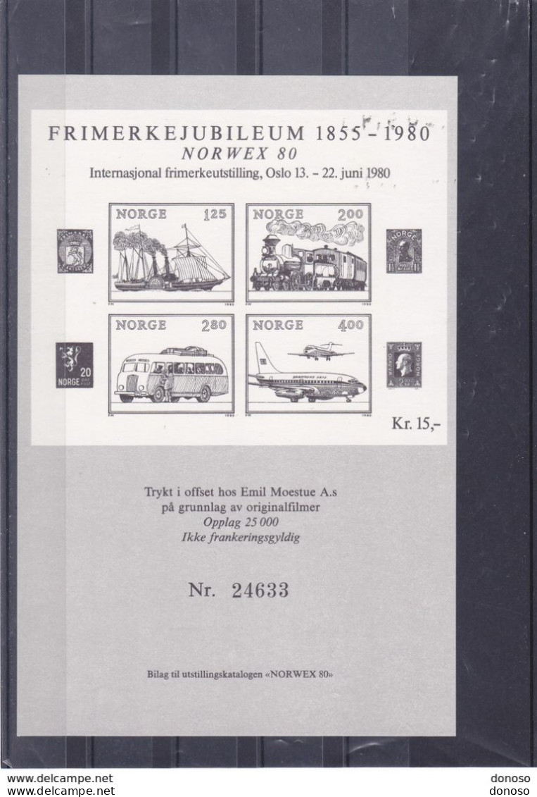 NORVEGE 1980 TRANSPORTS, Bateau, Train, Avion, Autobus Yvert  BF 4, Michel Bl 3 épreuve De Luxe NEUF** MNH - Ongebruikt