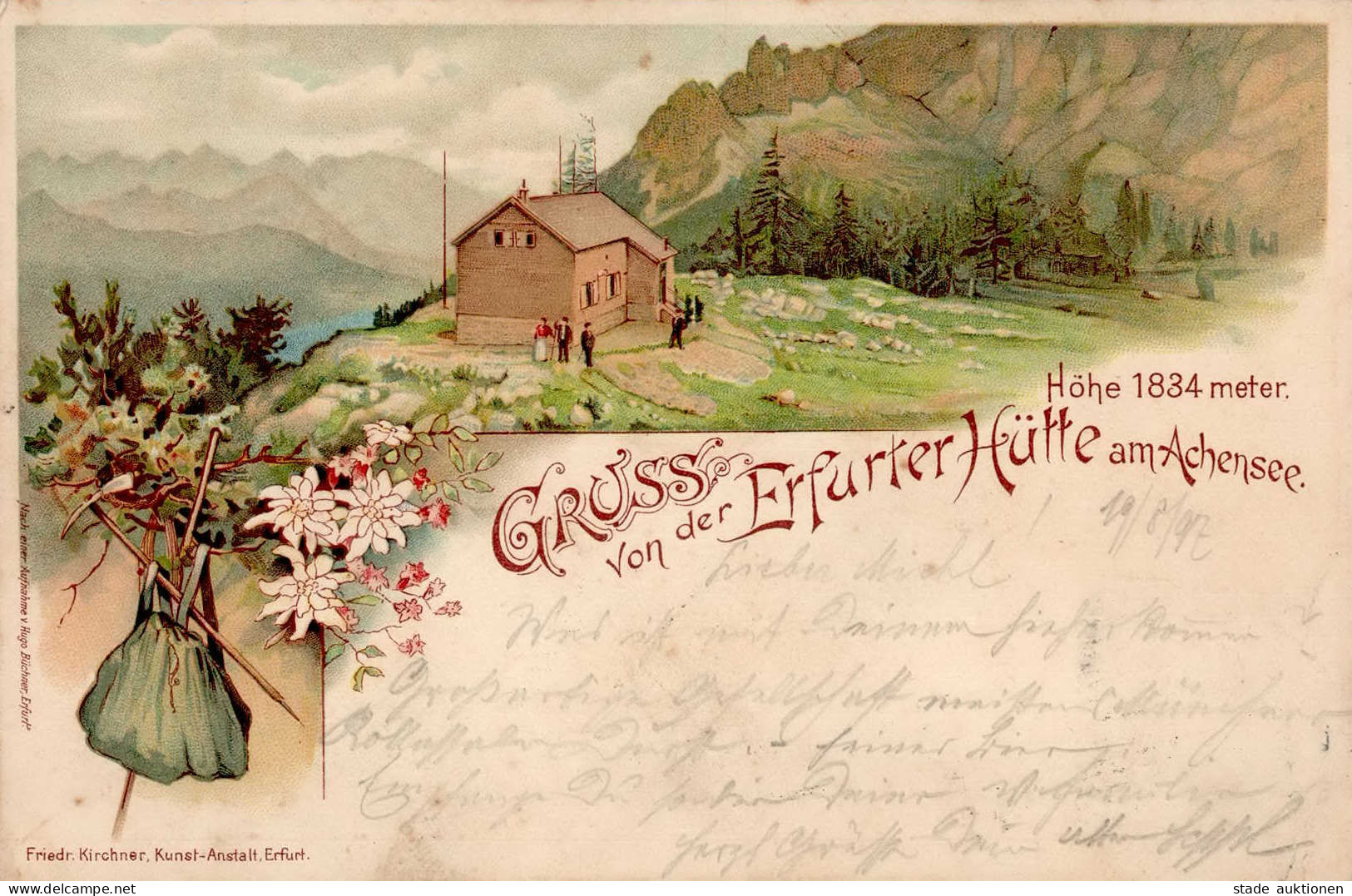 Berghütte Erfurter Hütte Am Achensee Mit Hüttenstempel 1897 I-II Cabane - Other & Unclassified