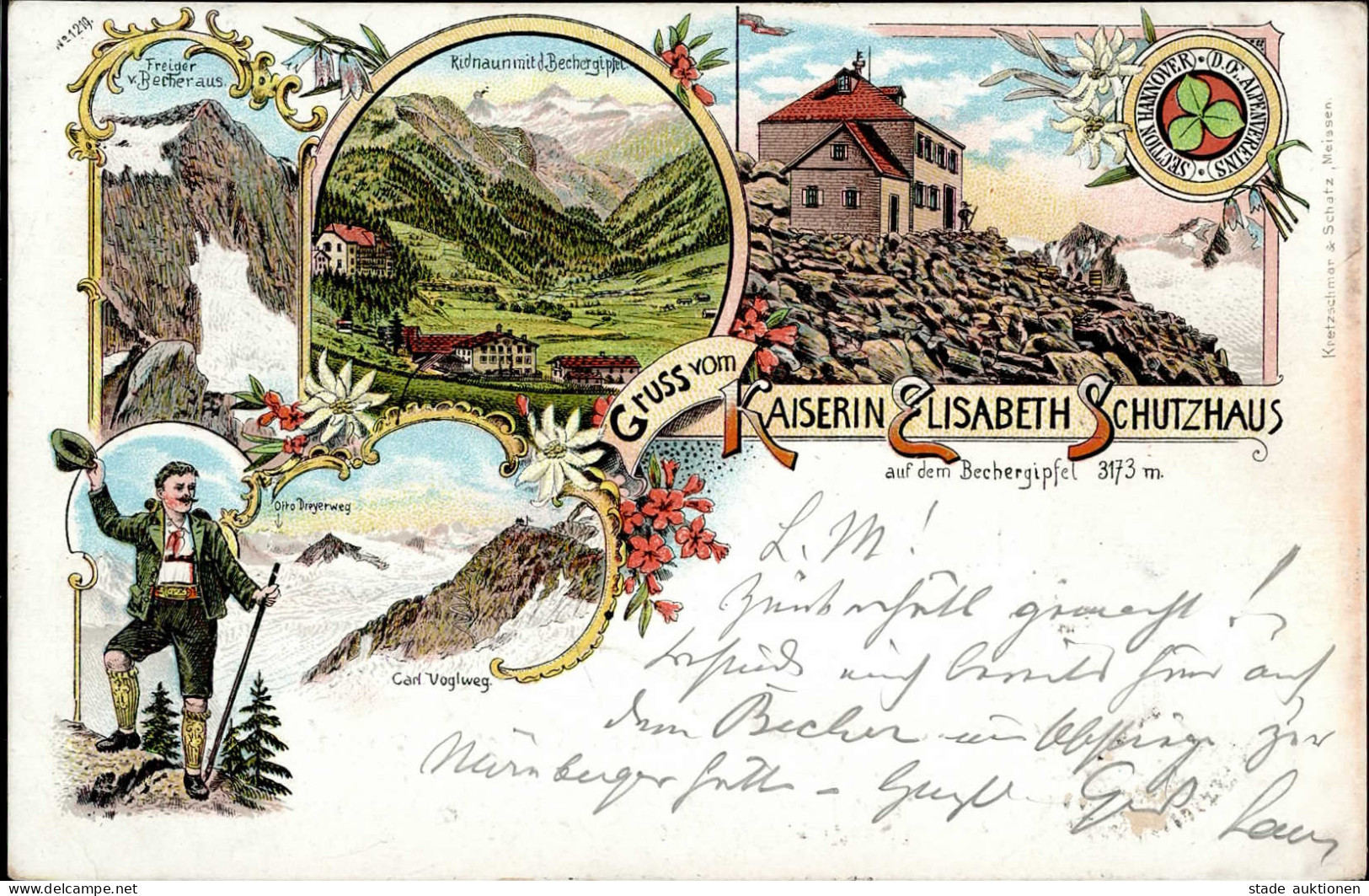 Berghütte Kaiserin Elisabeth Schutzhaus Mit Hüttenstempel 1898 I-II Cabane - Other & Unclassified