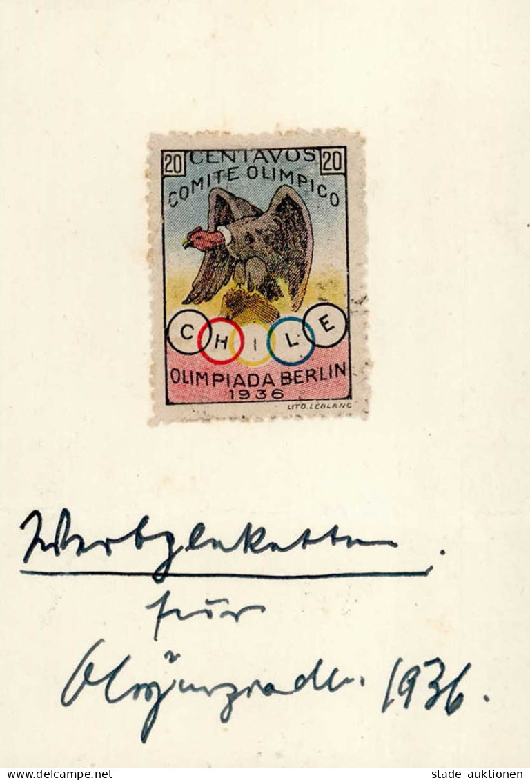 Olympiade 1936 Berlin Spenden-Vignette Chile Comite Olimpico - Giochi Olimpici