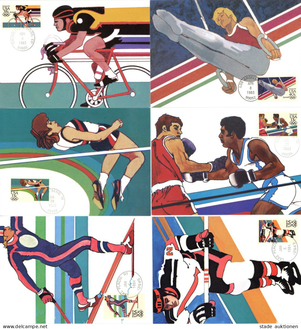 Olympiade 1984 Lot Mit 18 Maximum-Künstlerkarten Sign. Robert Peak - Olympische Spiele