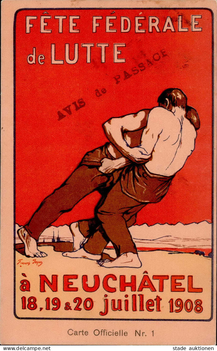 Sport Neuchatel Fete Federale De Lutte 1908 I-II (fleckig) - Olympische Spelen