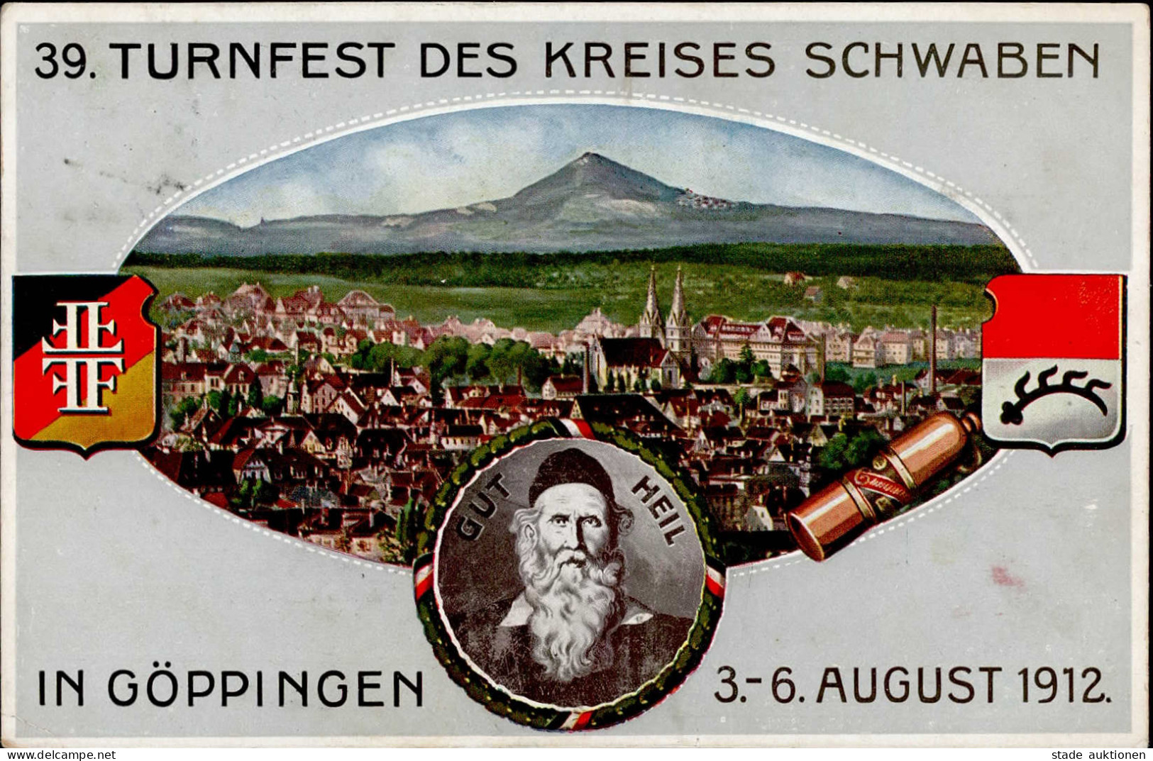 Sport Göppingen 39.Turnfest Des Kreises Schwaben 1912 I-II (kl. Eckbug) - Olympische Spiele