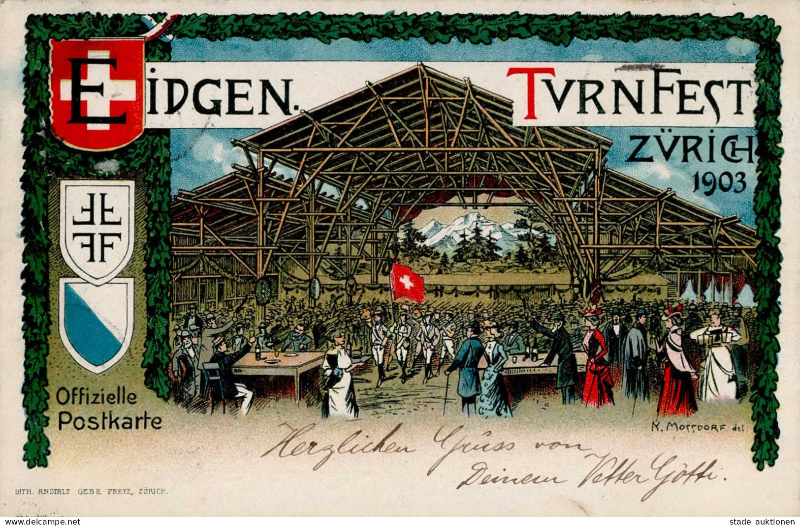 Sport Schweiz Zürich  Eidgen. Turnfest 1903 Sign. Mossdorf, N.I-II - Olympische Spelen