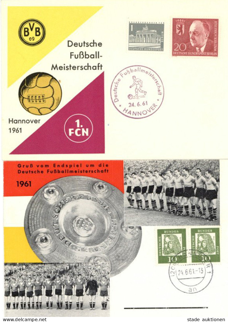 Fussball Hannover Endspiel Deutsche Fussball-Meisterschaft 1961 1. FC Nürnberg Gegen Borussia Dortmund Lot Mit 2 Karten  - Football