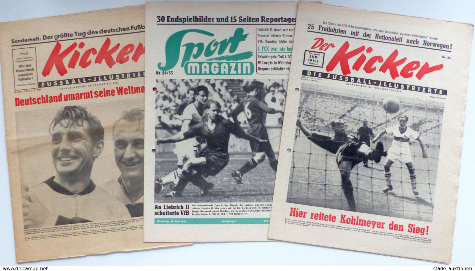 Fussball Lot Mit 12 Zeitungen Aus Den 50er U.a. Kicker Jahren II (teilweise Gelocht) - Voetbal