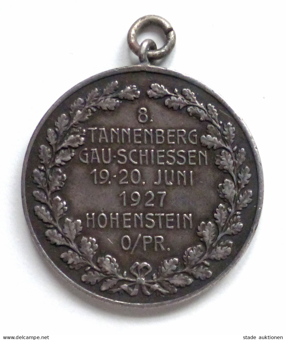 Schützen Tannenberg Gau-Schiessen 1927 Medaille Silber 35 Mm Durchm. I-II - Autres & Non Classés