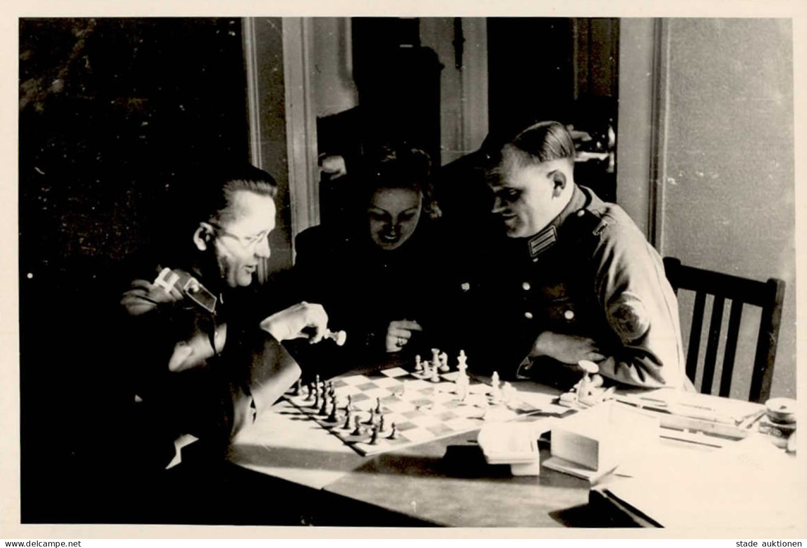 SCHACH - Foto (10x7cm) Schachspieler Militär I - Scacchi