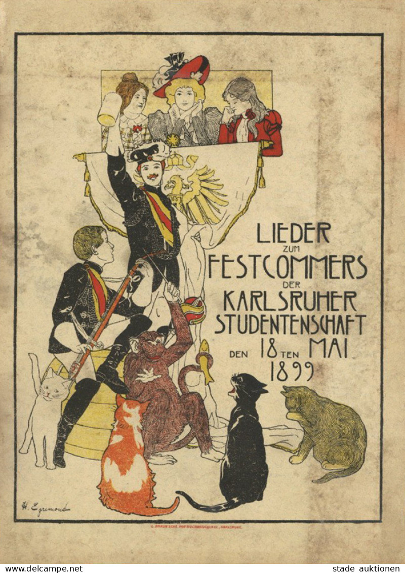 Studentika Heft Lieder Zum Festcommers Der Karlsruher Studentenschaft Am 18. Mai 1899, 26 S. II - School