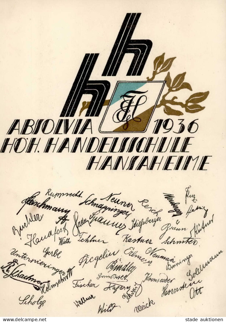 Studentika München Absolvia Höh. Handelsschulle Hansaheime 1936 I-II - Escuelas