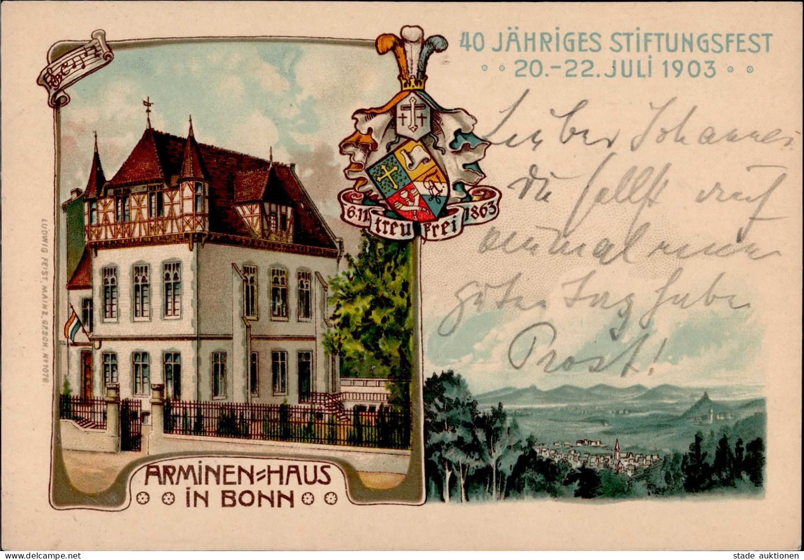 Studentika Bonn Arminen-Haus Stiftungsfest 1903 I-II - School