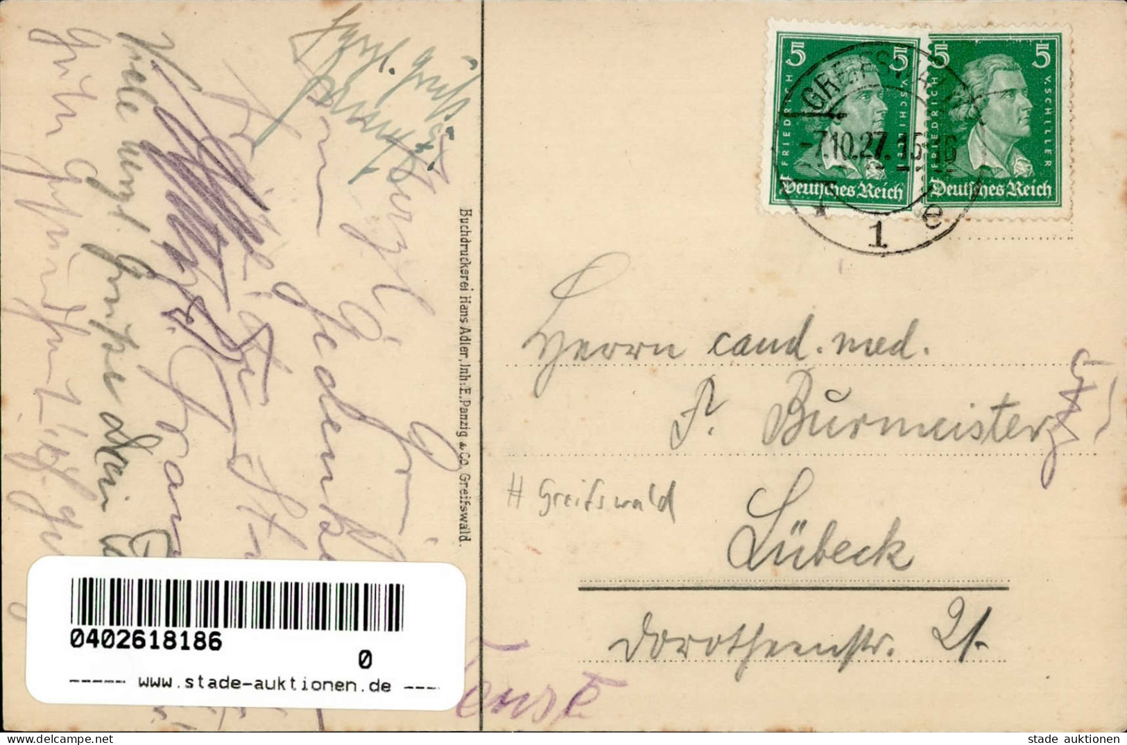 Studentika Greifswald Burschenschaft Germania I-II - Schools