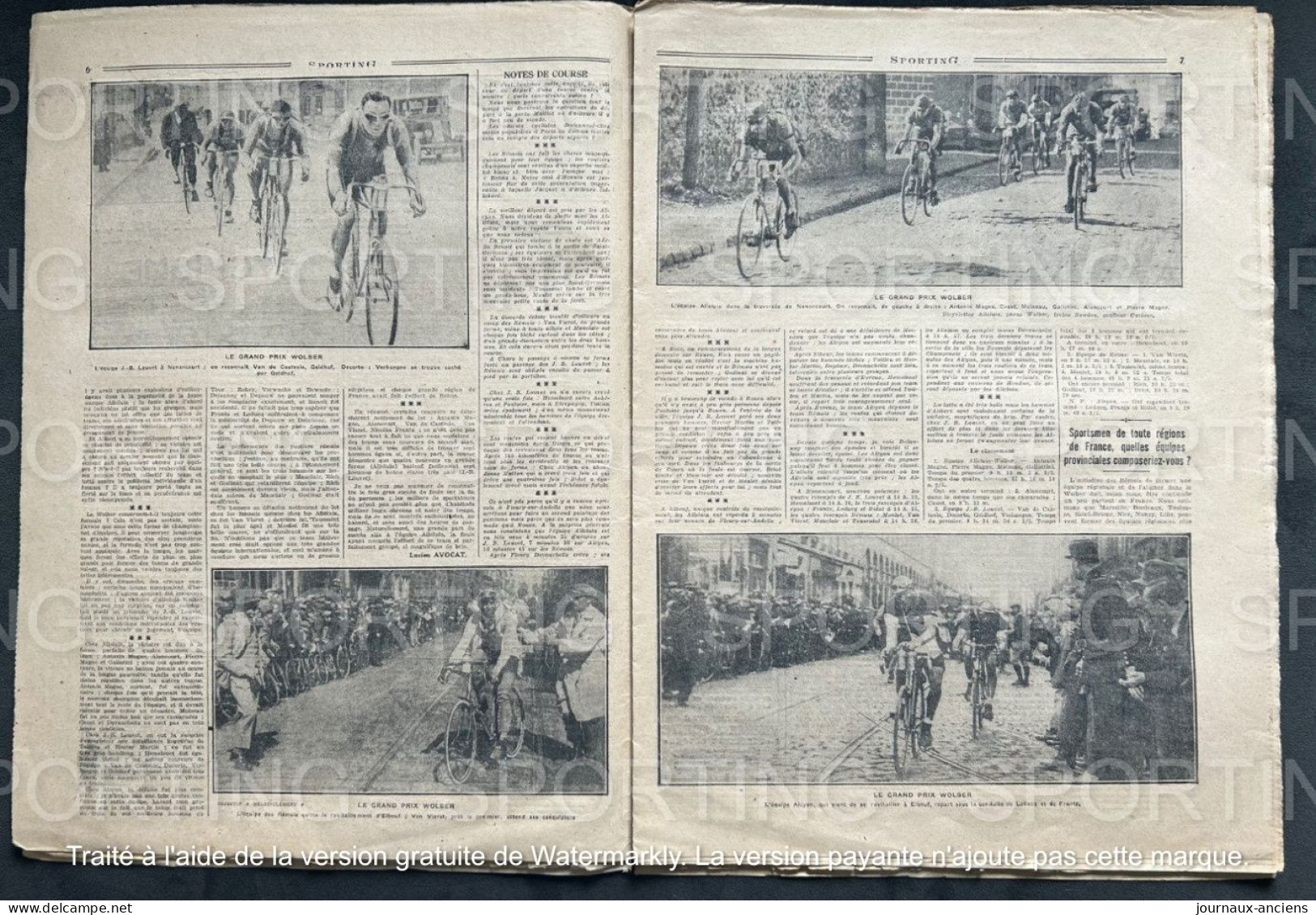 1927 Rare Revue Sportive " SPORTING " CYCLISME - COURSE DE GAILLON - FOOTBALL LEVALLOIS - RUGBY - ATHLÉTISME - BOXE - 1900 - 1949