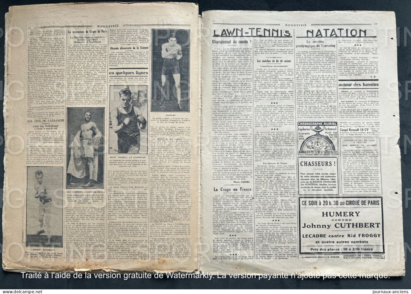 1927 Rare Revue Sportive " SPORTING " CYCLISME - COURSE DE GAILLON - FOOTBALL LEVALLOIS - RUGBY - ATHLÉTISME - BOXE