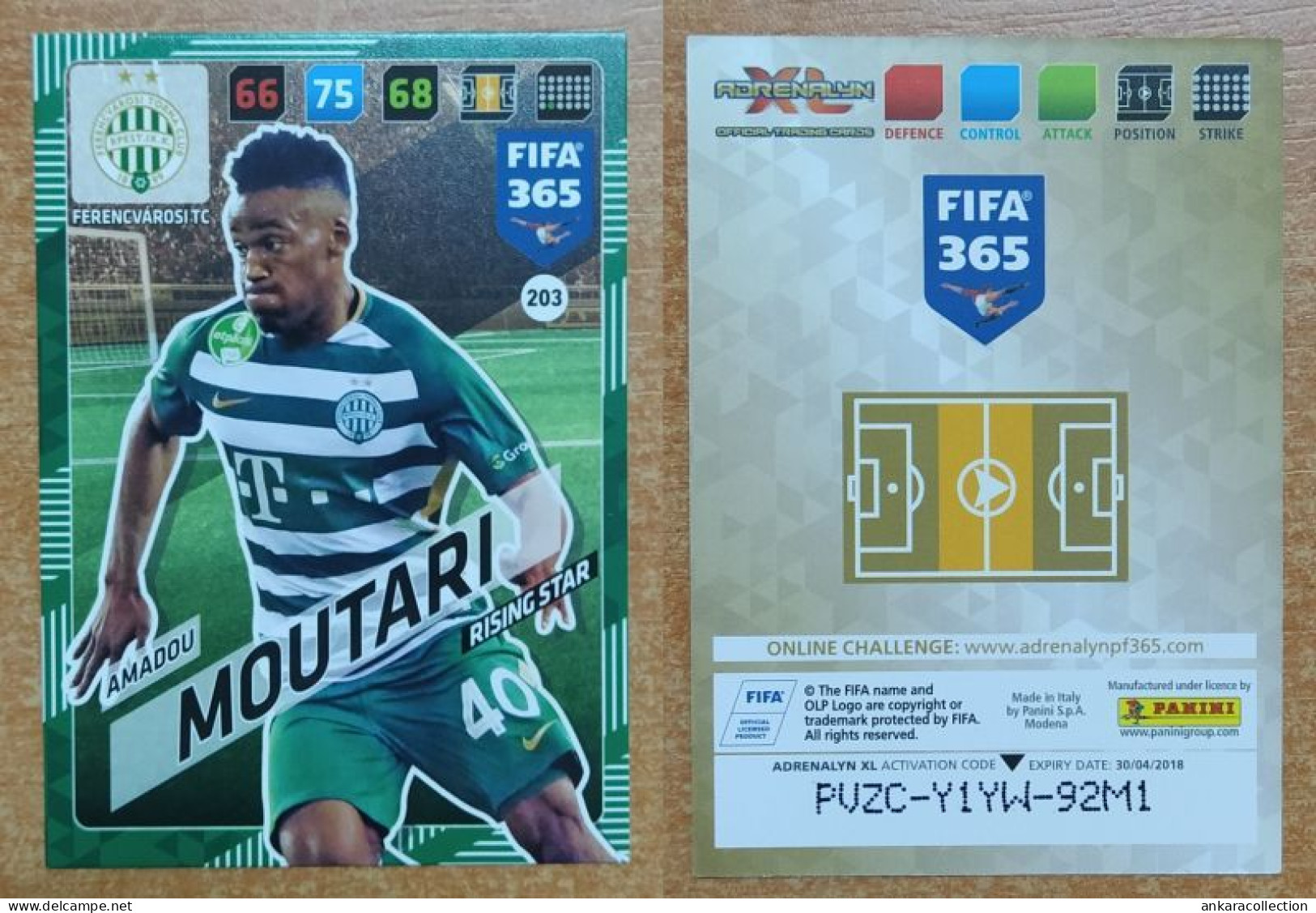 AC - 203 AMADOU MOUTARI  FERENCVAROSI TC  PANINI FIFA 365 2018 ADRENALYN TRADING CARD - Kunstschaatsen