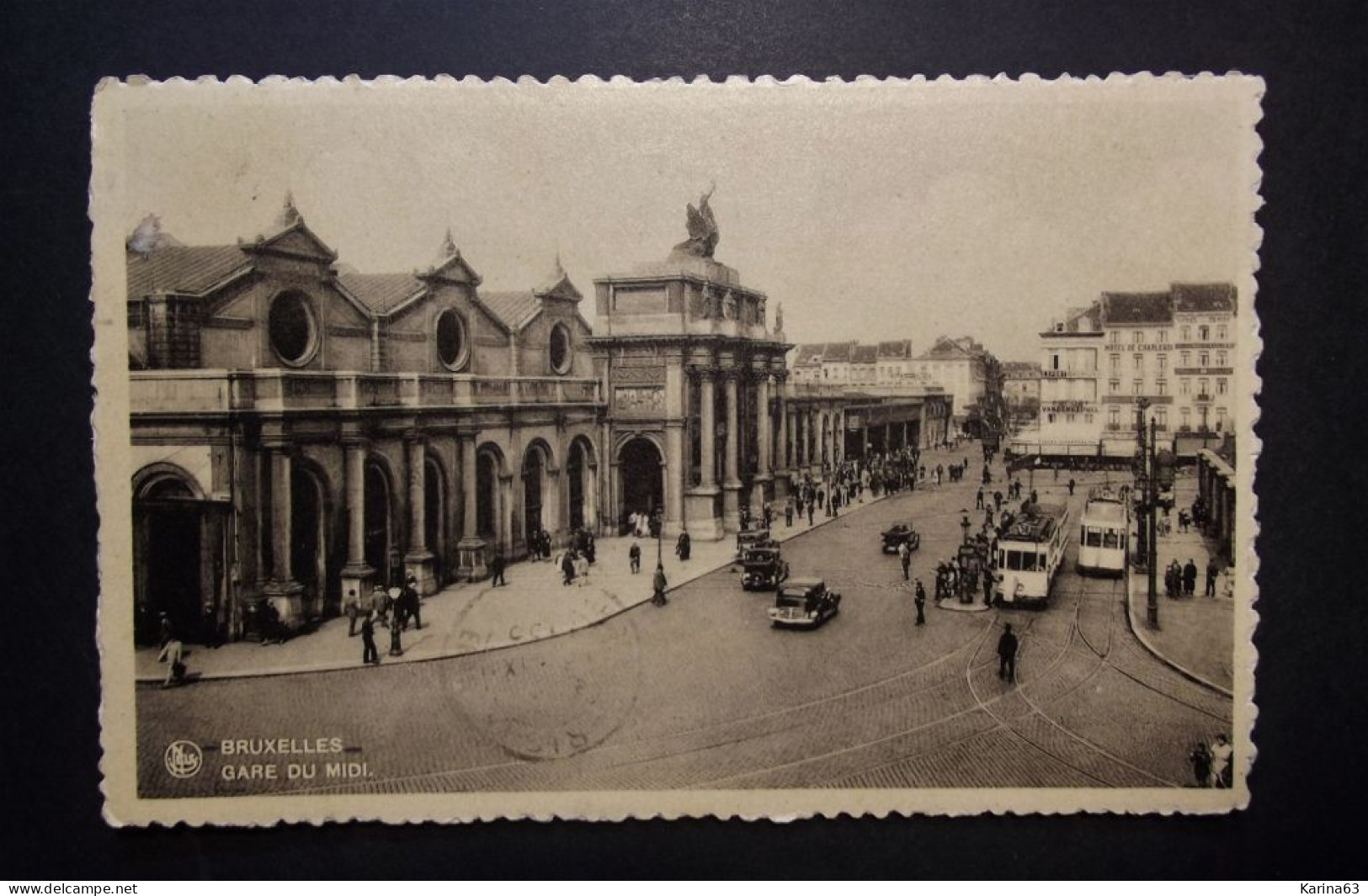 België - Belgique - CPA  - Brussel  - Bruxelles - Gare Du Midi - Transport - Used Card Obl. Ostende Vers Paris 1935 - Transport (rail) - Stations