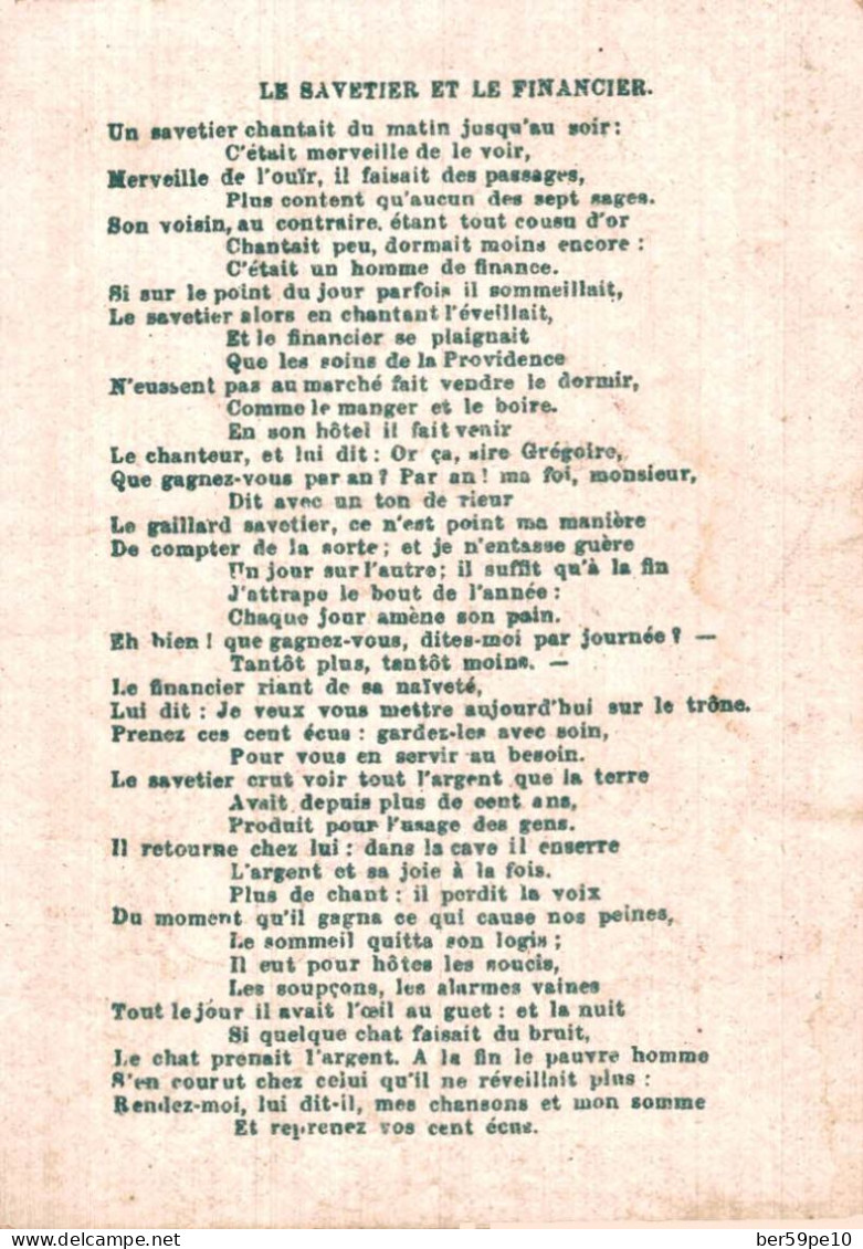 CHROMO FABLE LE SAVETIER ET LE FINANCIER - Autres & Non Classés