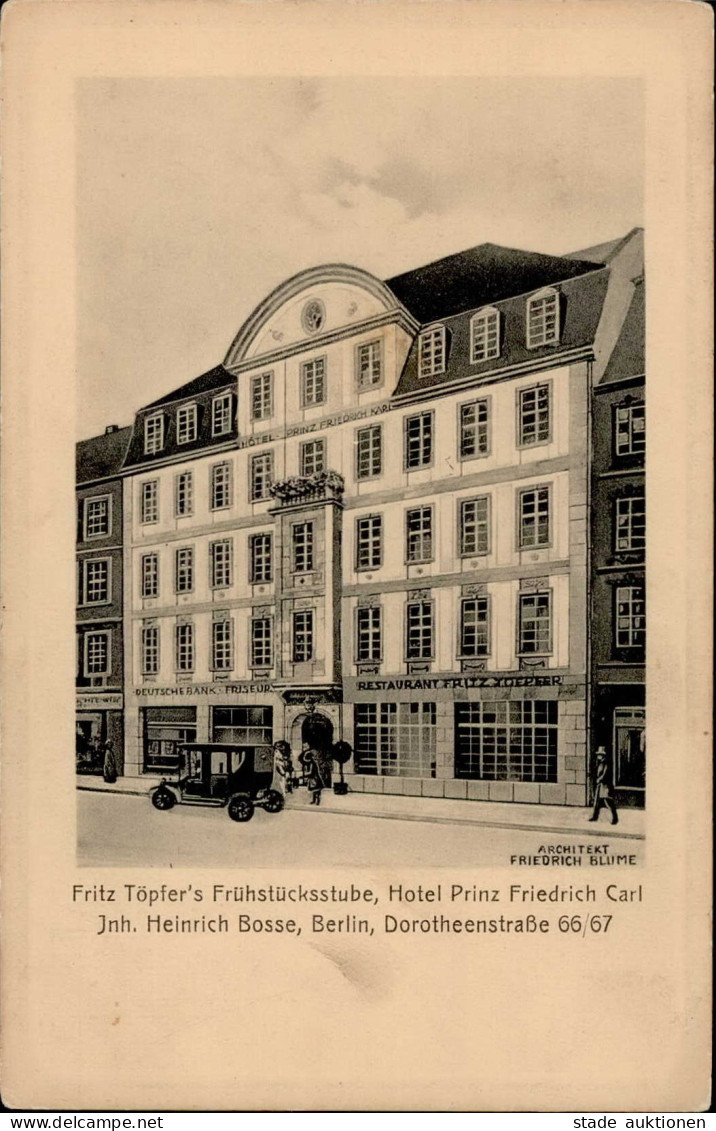 Berlin (1000) Deutsche Bank Gasthaus Fritz Röpfer Hotel Prinz Karl Dorotheenstrasse 66/67 I-II (fleckig) - Ploetzensee