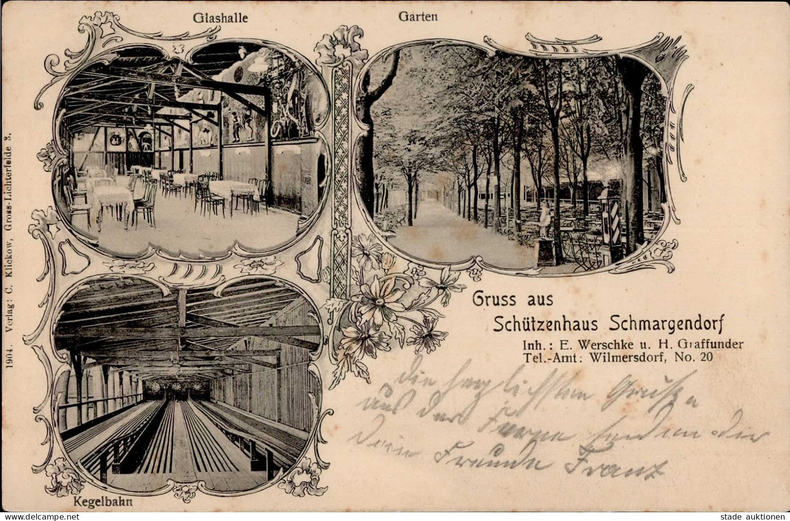 Berlin Schmargendorf (1000) Schützenhaus Innenansicht 1900 I-II (fleckig) - Ploetzensee