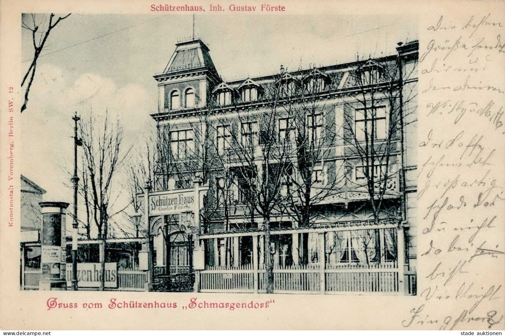 Berlin Schmargendorf (1000) Schützenhaus Litfaßsäule 1901 I-II (fleckig) - Plötzensee