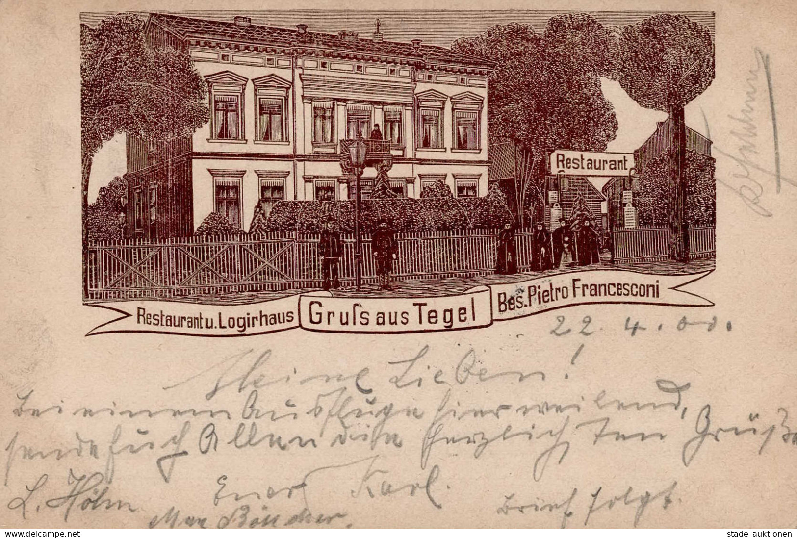Berlin Tegel (1000) Gasthaus Francesconi 1900 II (Stauchung) - Ploetzensee