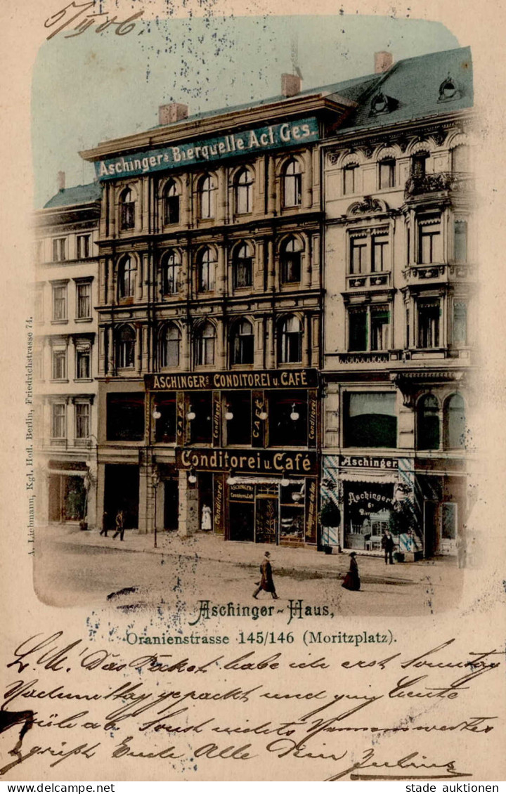 Berlin (1000) Aschinger Bierquelle Conditorei Und Cafe Moritzplatz 1906 II (leicht Fleckig) - Ploetzensee