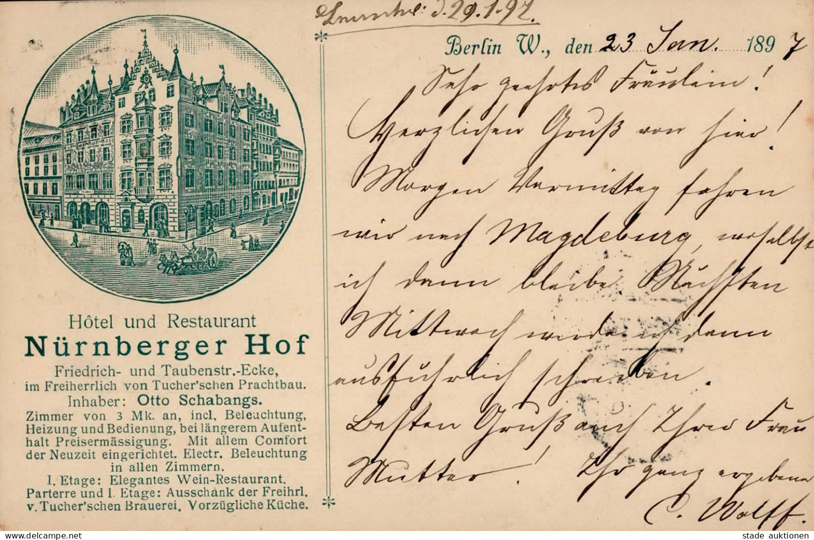 Berlin (1000) Hotel Nürnberger Hof 1897 I-II - Ploetzensee