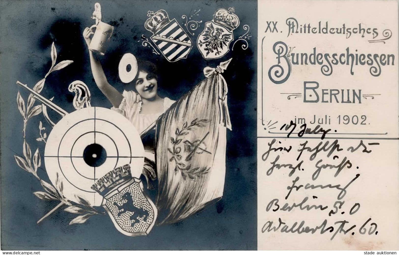 Berlin (1000) XX. Mitteldeutsches Bundesschießen Juli 1902 Sonderstempel I - Ploetzensee