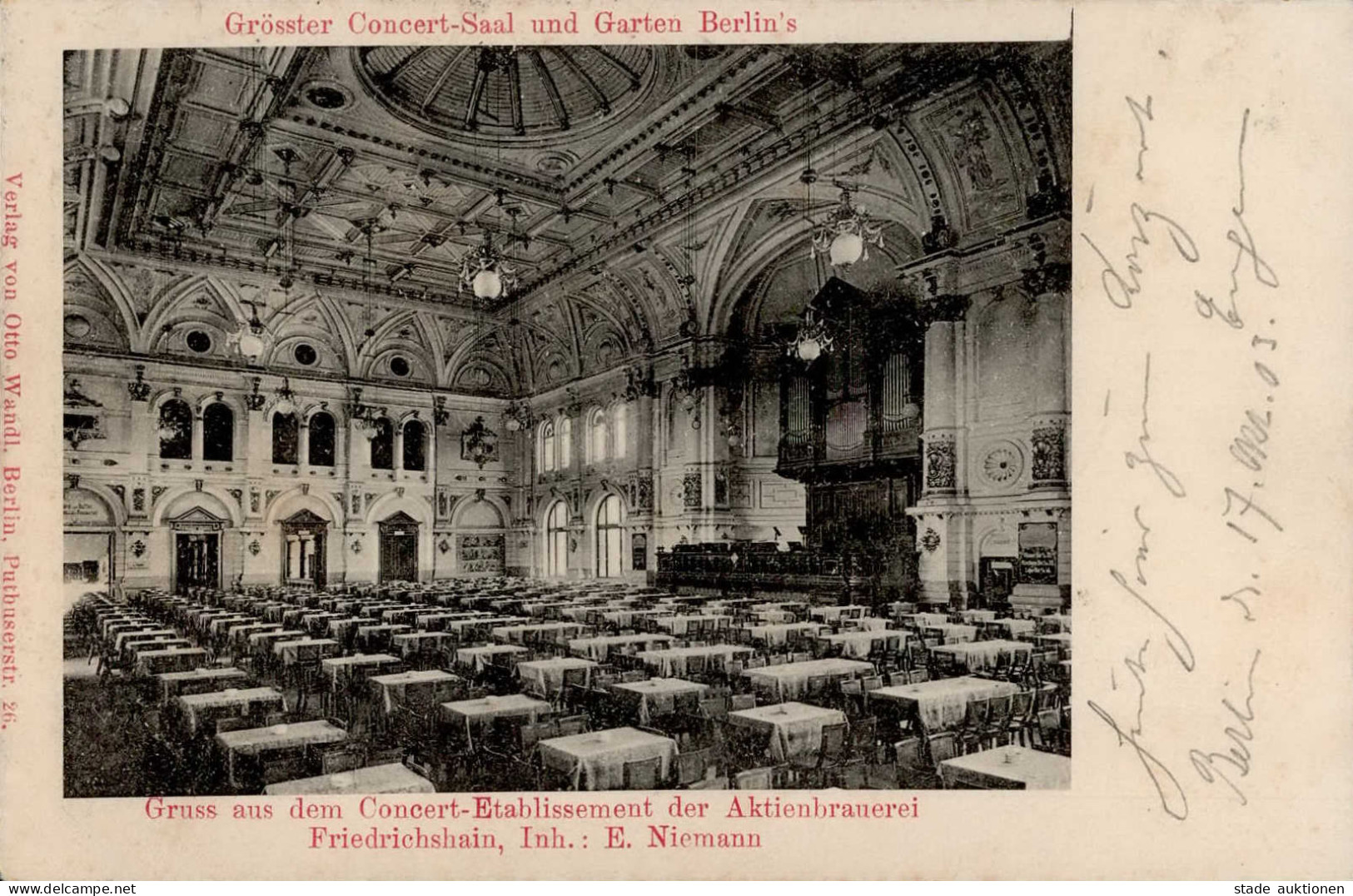 Berlin Friedrichshain (1000) Gruss Aus Dem Conzert Etablissement Der Aktienbrauerei E. Niemann 1903 I-II (Stauchung) Mon - Plötzensee