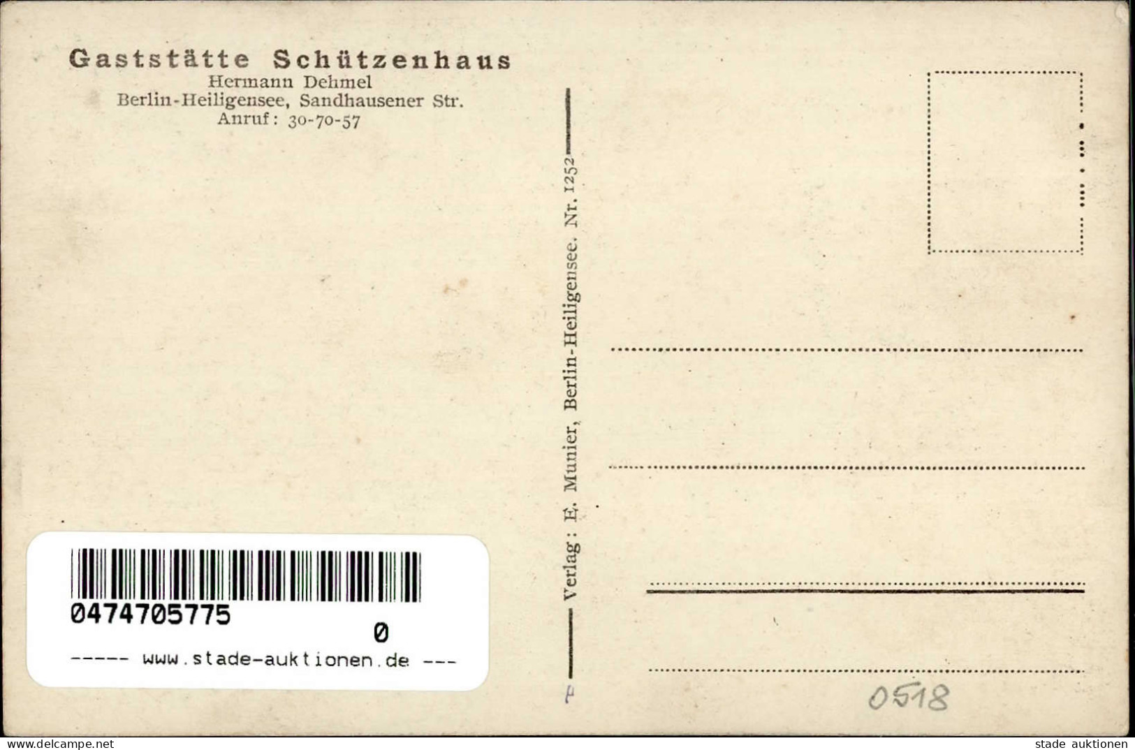 Berlin Heiligensee (1000) Gasthaus Zum Schützenhaus I- - Ploetzensee