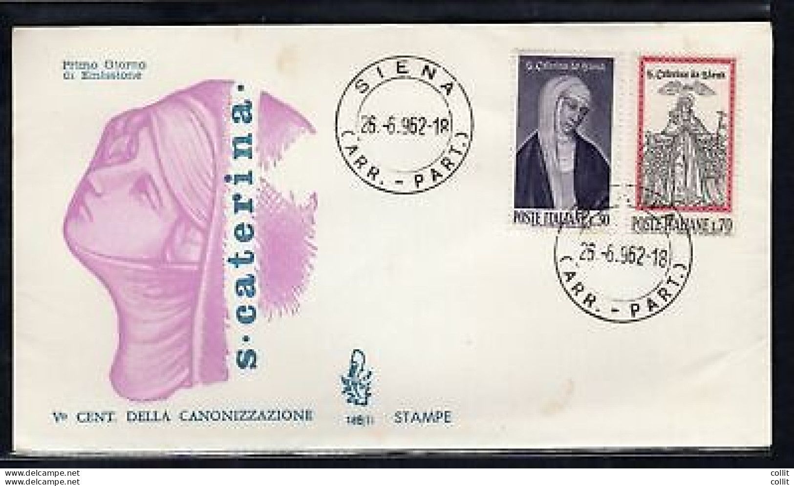 Italia FDC Venetia 1962 Santa Caterina  Non Viaggiata - FDC