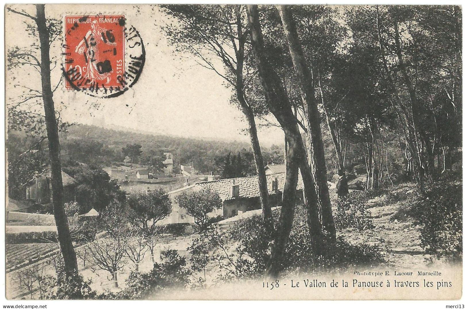 Le Vallon De LA PANOUSE à Travers Les Pins (13). Editeur Lacour, N° 1158. - Quartiers Sud, Mazargues, Bonneveine, Pointe Rouge, Calanques,