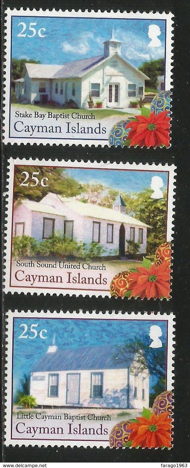 2014 Cayman Islands Christmas Churches Complete Set Of 3 MNH - Kaimaninseln