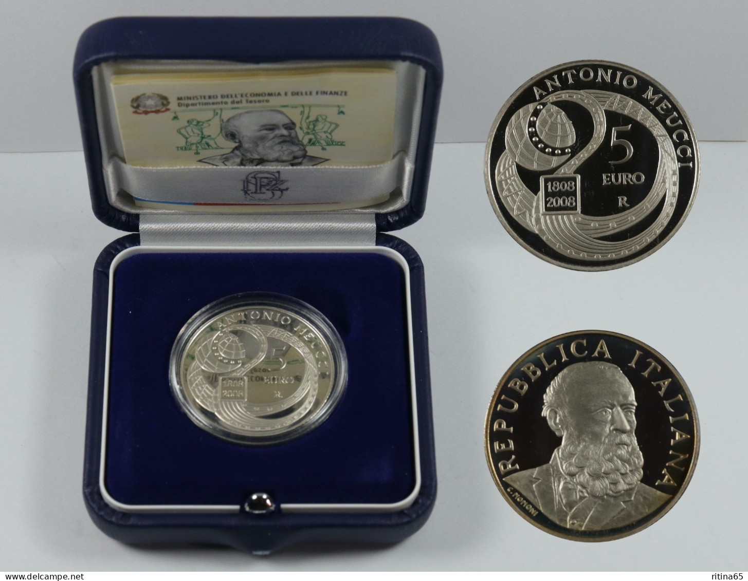 ITALIA 5 € ANNO 2008 PROOF ANTONIO MEUCCI SET ZECCA - Italien