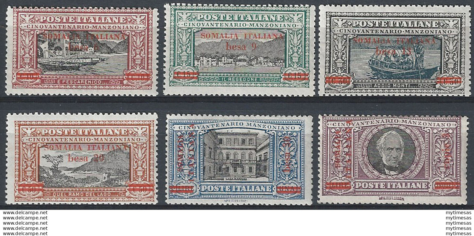 1924 Somalia Manzoni 6v. Mc. MNH Sassone N. 55/60 - Sonstige & Ohne Zuordnung