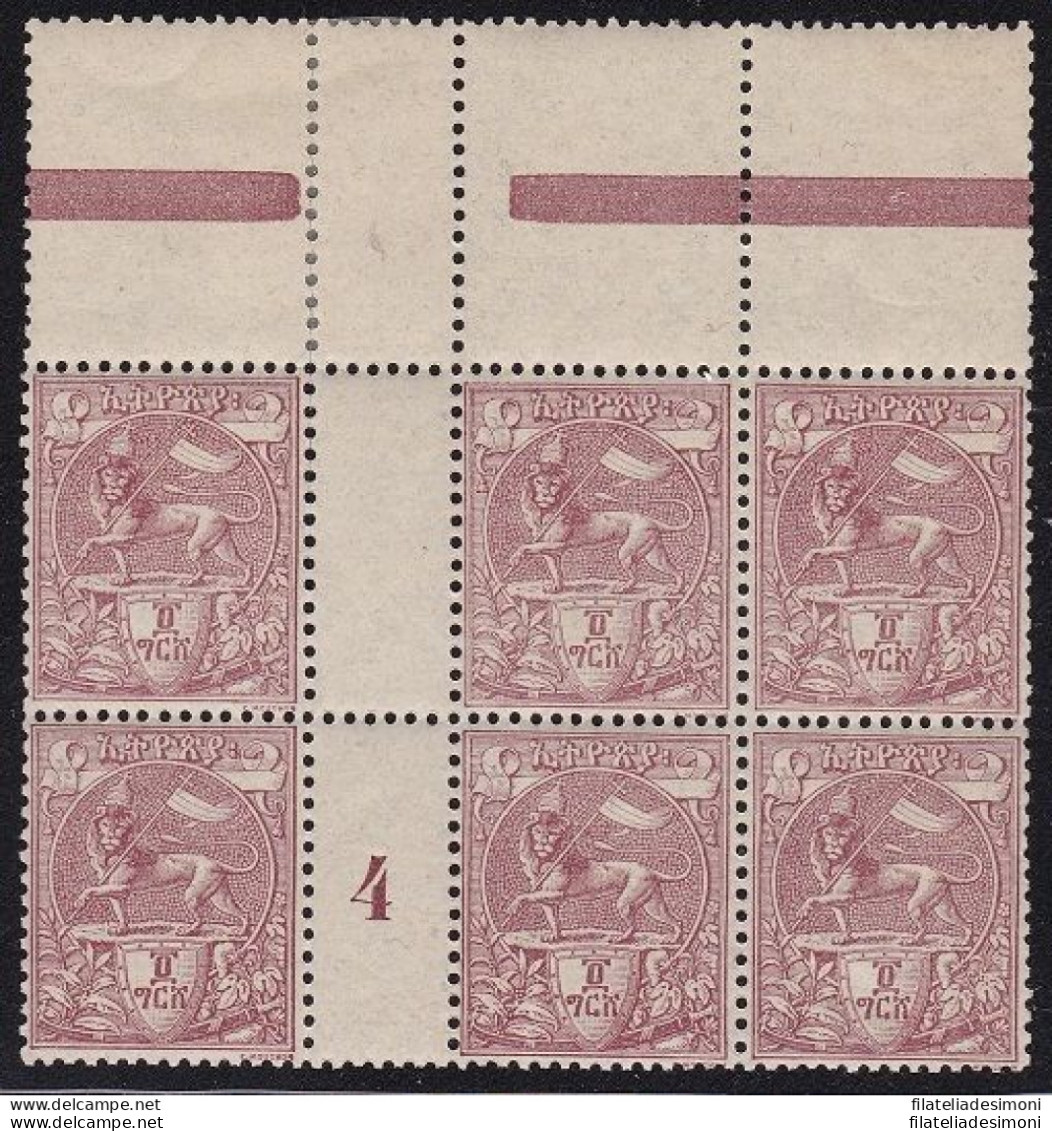 1894 ETIOPIA/ETHIOPIE/ATHIOPIEN - N° 5 Block Of 6 With Gutter Pairs  MNH/** - Autres - Afrique