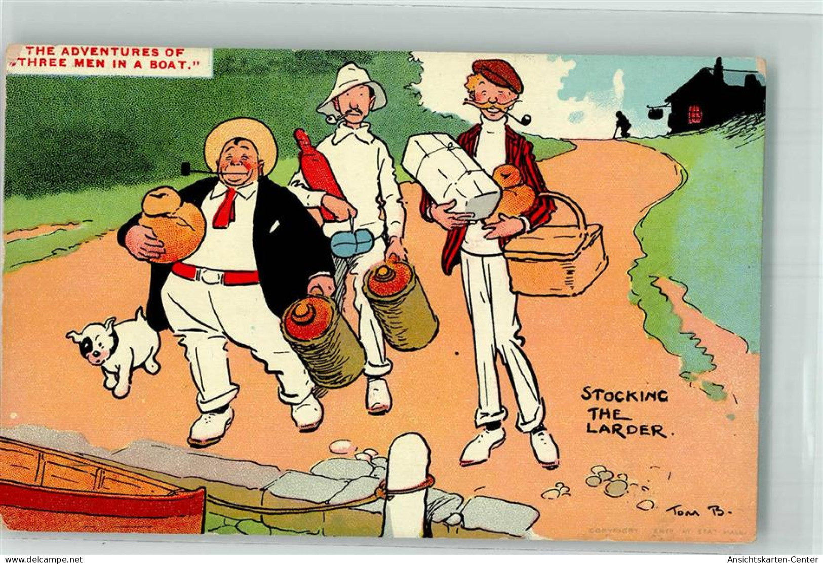 39739405 - Sign. Browne Tom Three Men In A Boat Hund Pfeifen Stocking The Larder Nr.2580 - Humour