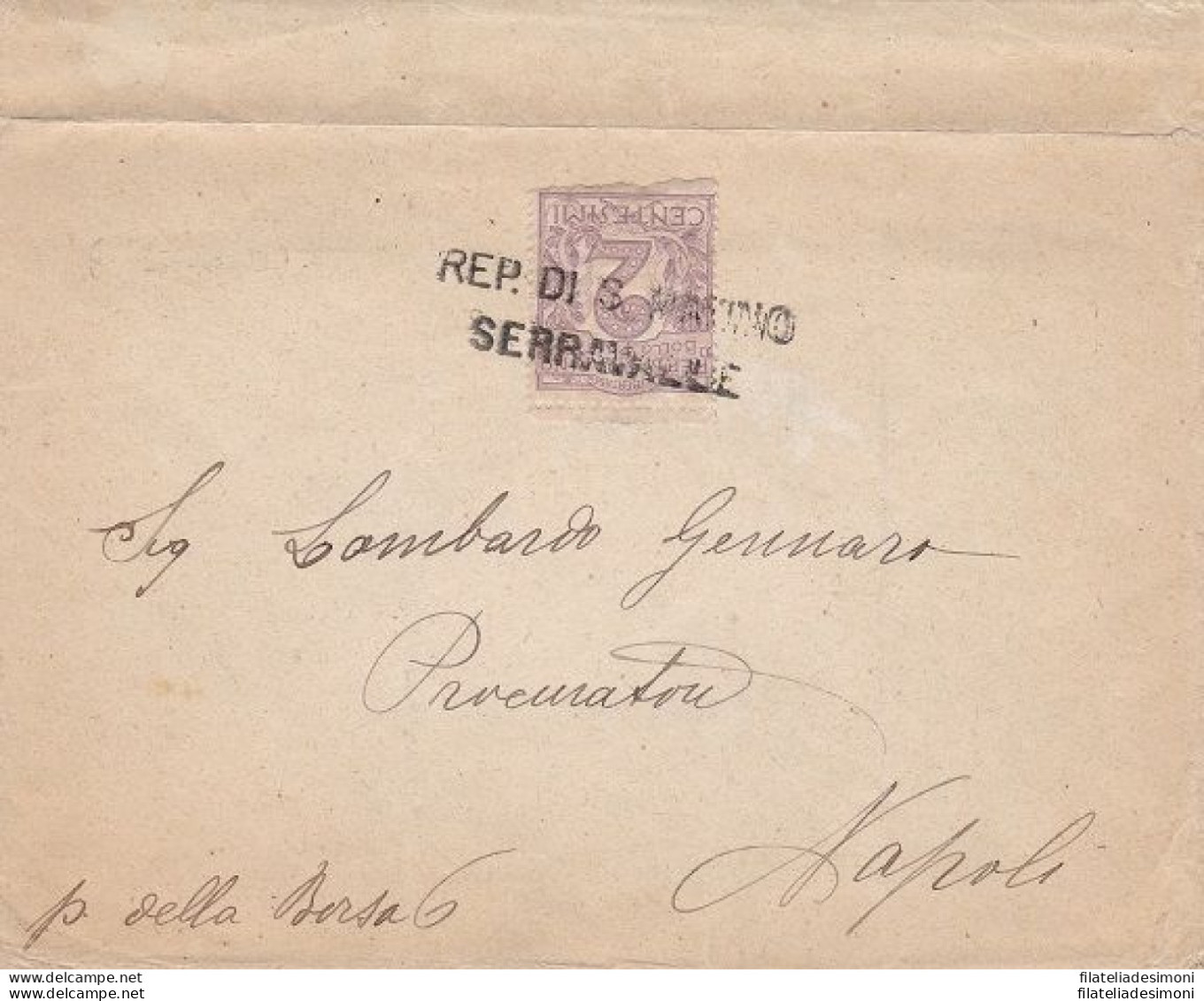 1903 SAN MARINO, N° 34  2c. Violetto Bruno Su Lettera. Francobollo ND In Basso. - Europa