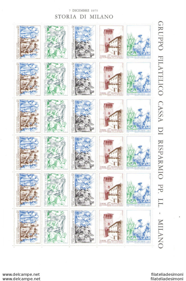 1975 Storia Di Milano , Minifoglio Nuovo ERINNOFILO MNH** - Erinnophilie