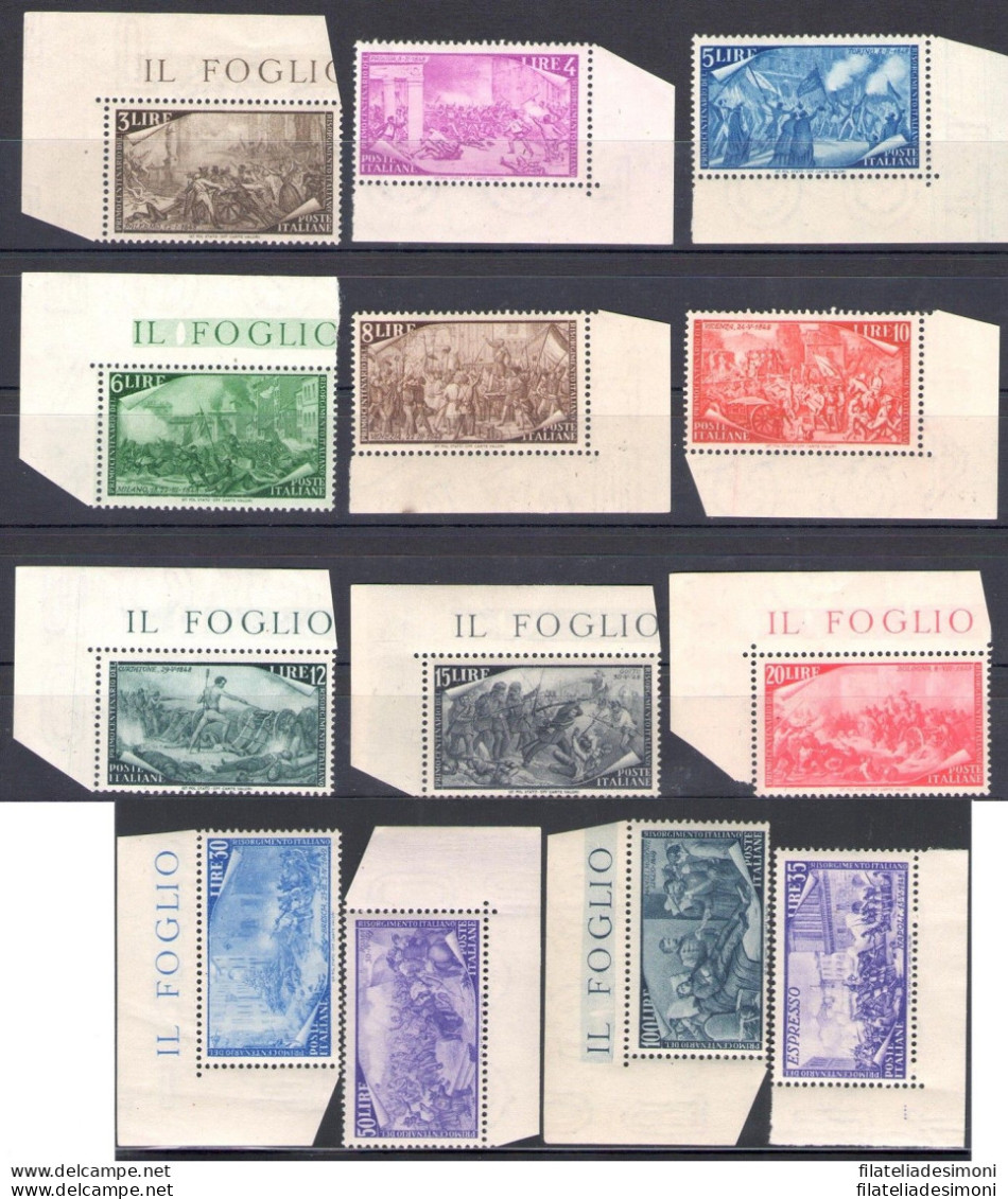 1948 Italia - Repubblica Risorgimento Angolo Di Foglio N° 580/91+ E32 MNH** - Sonstige & Ohne Zuordnung