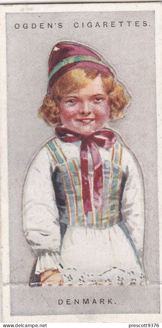 13 Denmark - Children Of All Nations 1924  - Ogdens  Cigarette Card - Original, Antique, Push Out - Ogden's