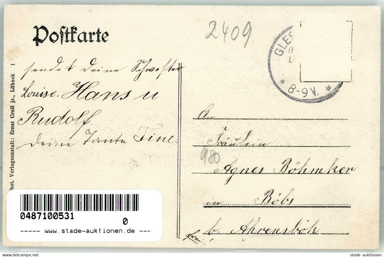 Gleschendorf (2401) Kinder 1907 I-II (Mark Entfernt, Fleckig) - Other & Unclassified