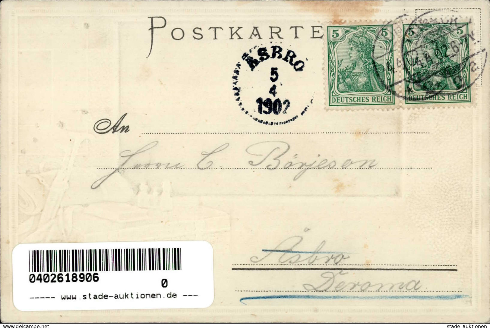 Lübeck (2400) Präge-Karte 1902 II- (Reißnagelloch) - Other & Unclassified
