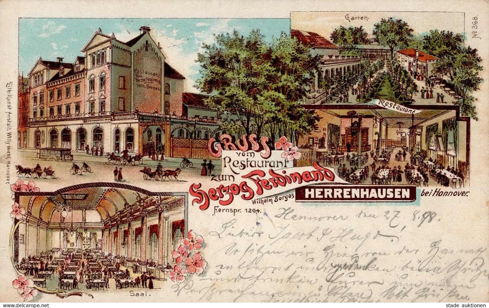 Herrenhausen (3000) Gasthaus Zum Herzog Ferdinand 1898 I-II (fleckig) - Sonstige & Ohne Zuordnung