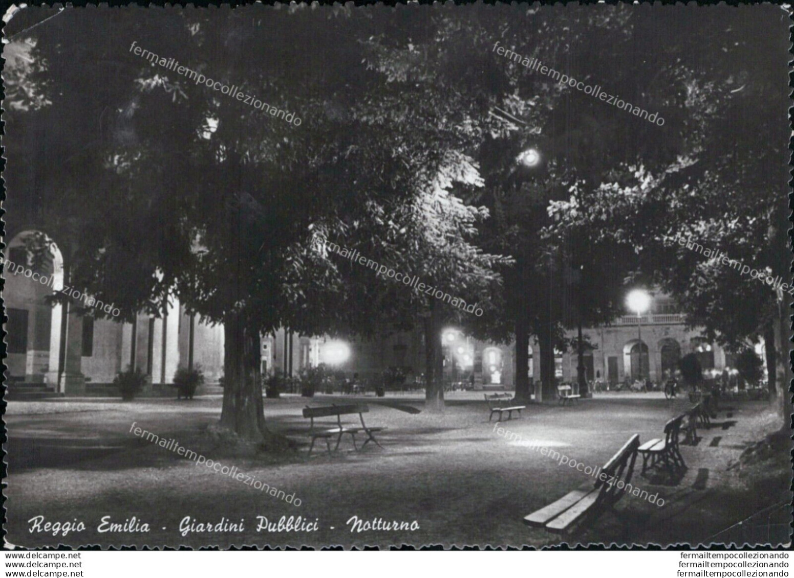 Ar538 Cartolina Reggio Emilia Citta' Giardini Pubblici Notturno - Reggio Nell'Emilia