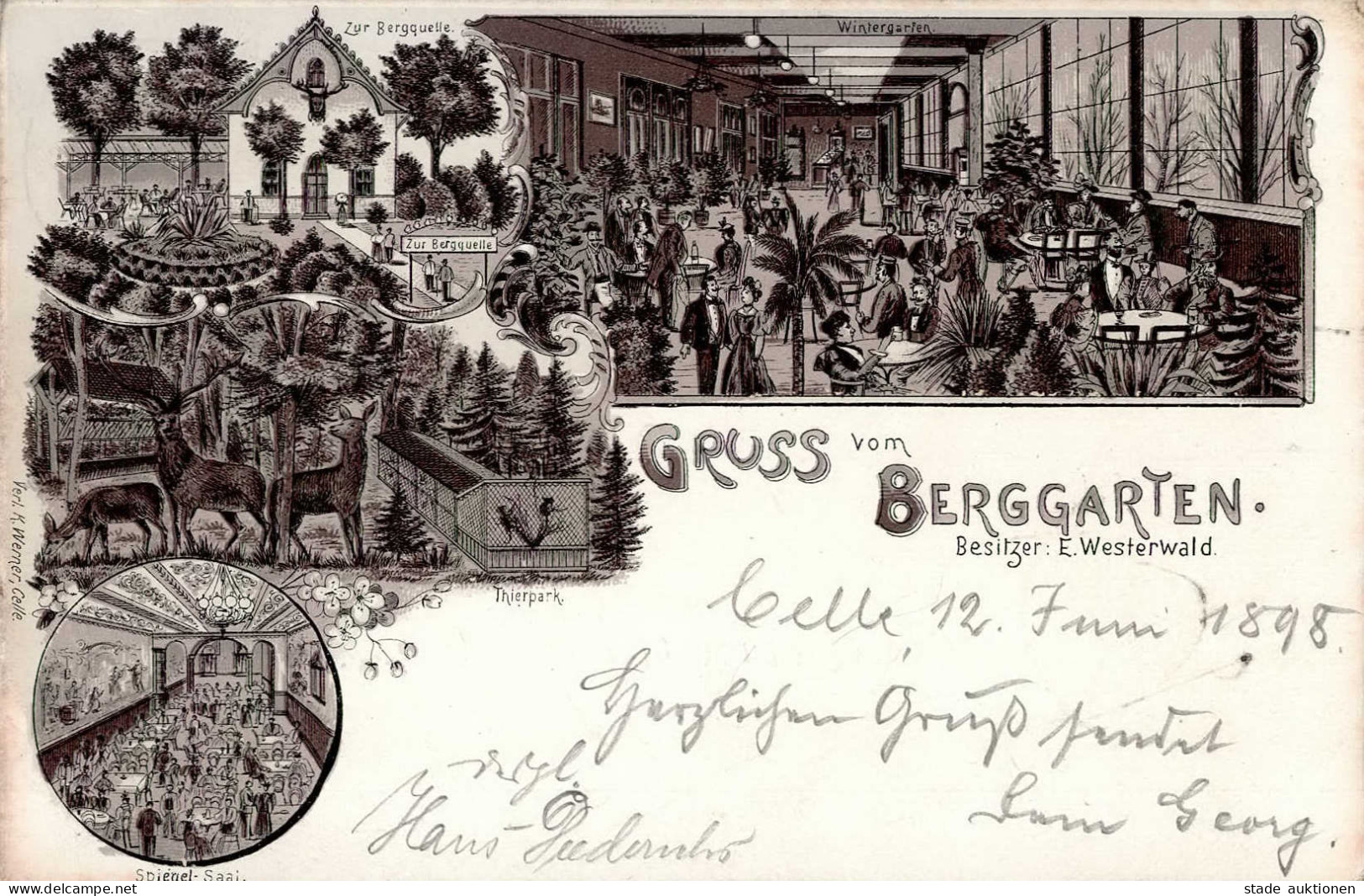 Celle (3100) Gasthaus Berggarten Inh. Westerwald 1898 I- - Celle