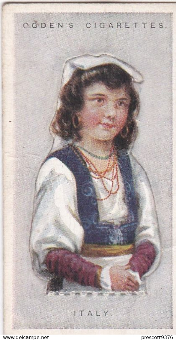 22 Italy - Children Of All Nations 1924  - Ogdens  Cigarette Card - Original, Antique, Push Out - Ogden's