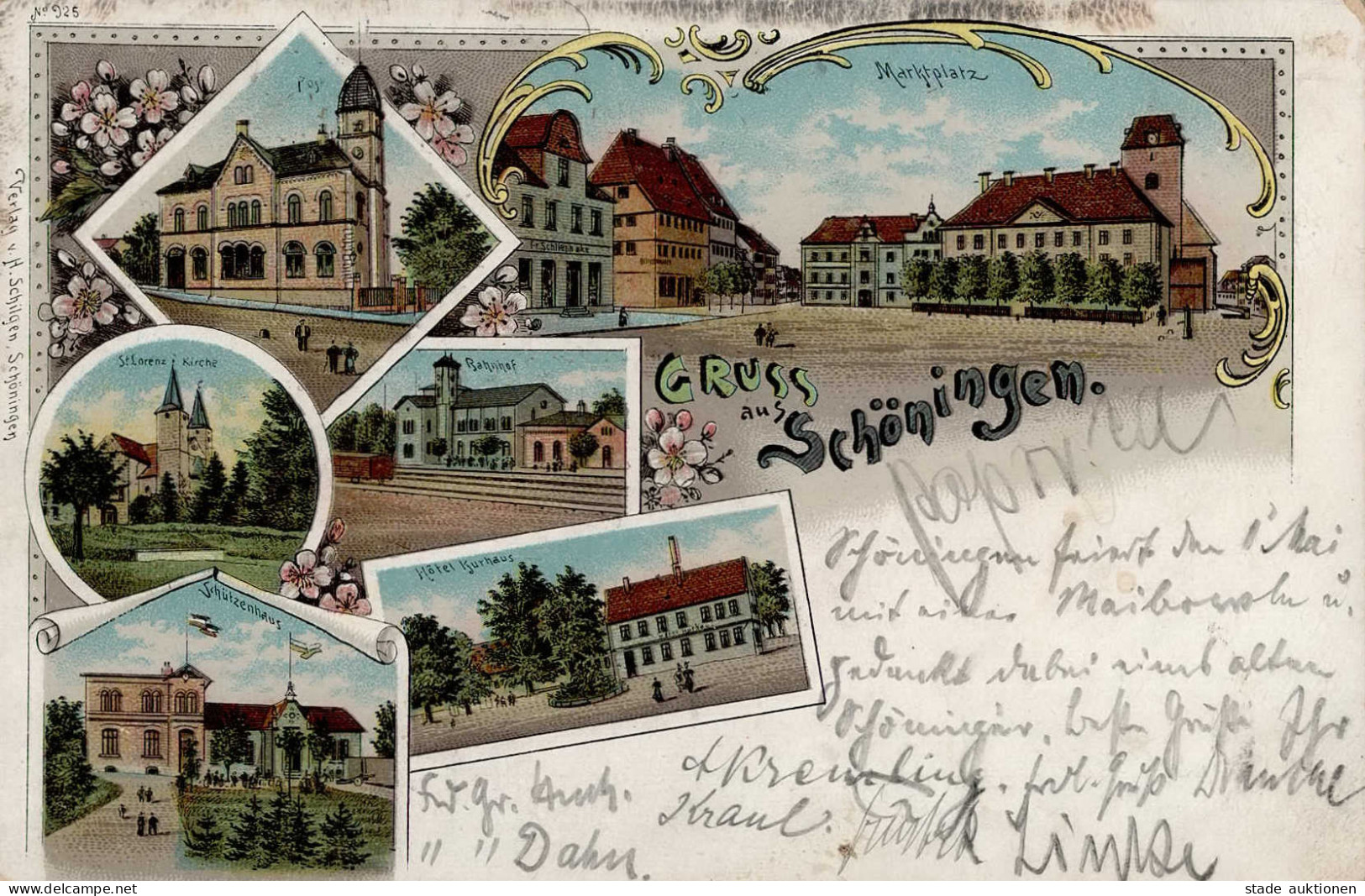 Schöningen (3338) St.-Lorenz-Kirche Post Bahnhof Schützenhaus Marktplatz 1900 I-II - Autres & Non Classés