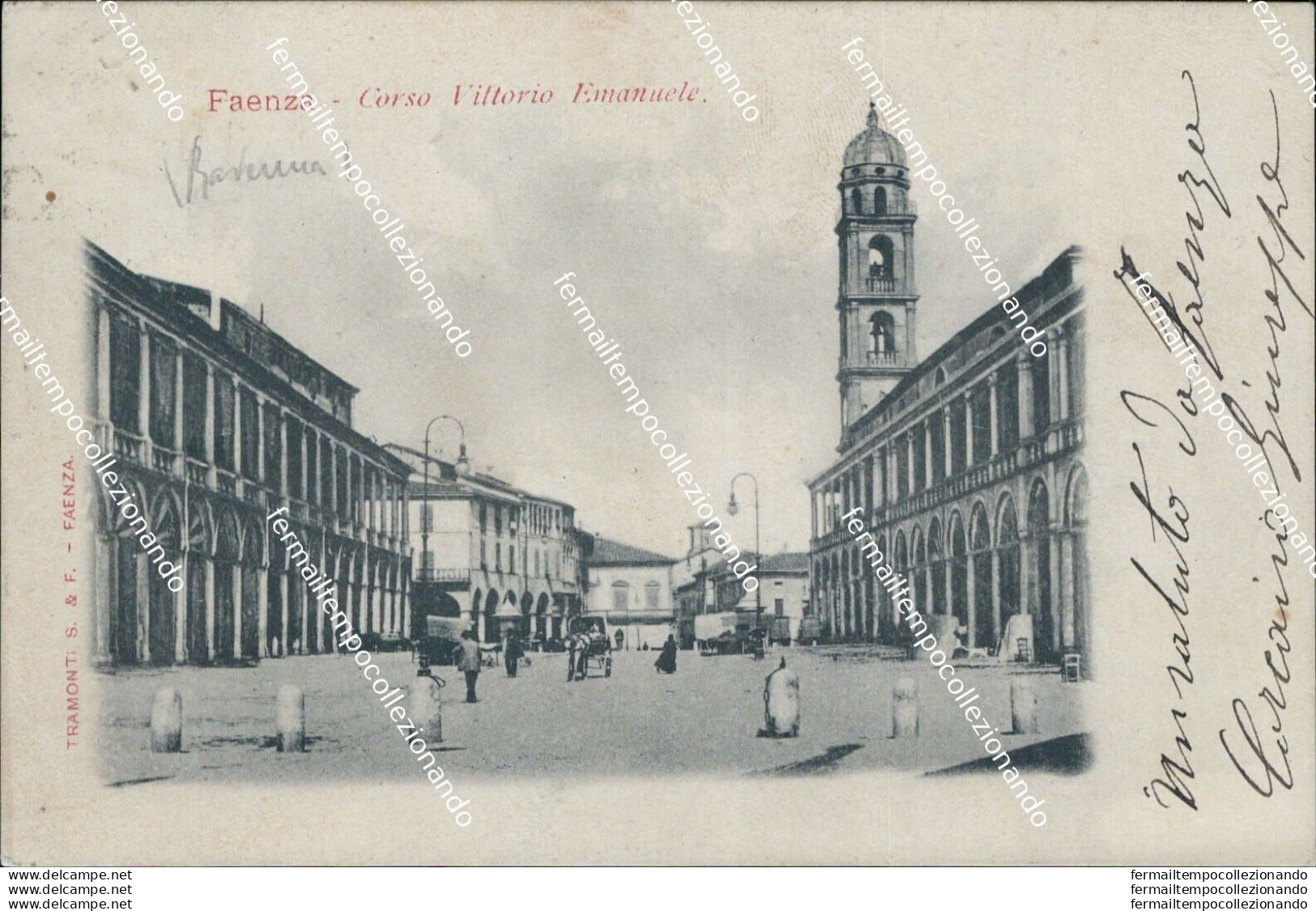 Bc204 Cartolina Faenza Corso Vittorio Emanuele Ravenna 1901 - Ravenna