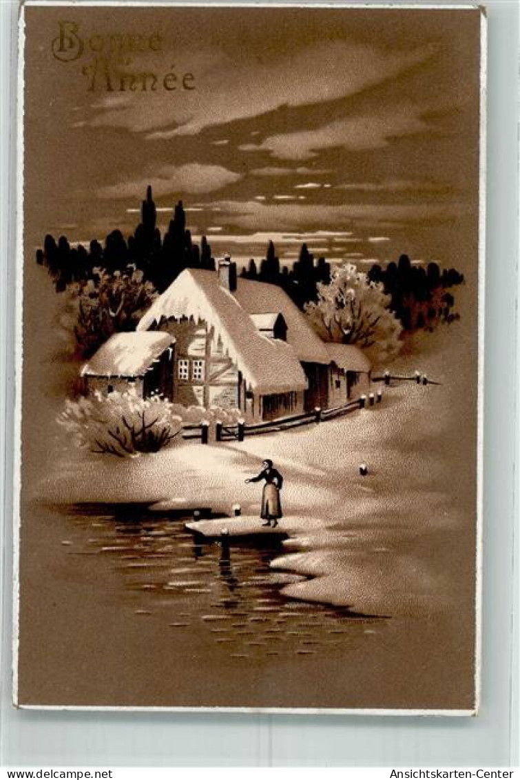 39742605 - Frau See Winterlandschaft Bonne Annee - New Year